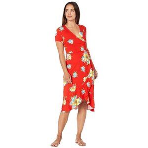 LAUREN RALPH LAUREN NWT Maxi Dress Floral Faux Wrap Red sz. Medium